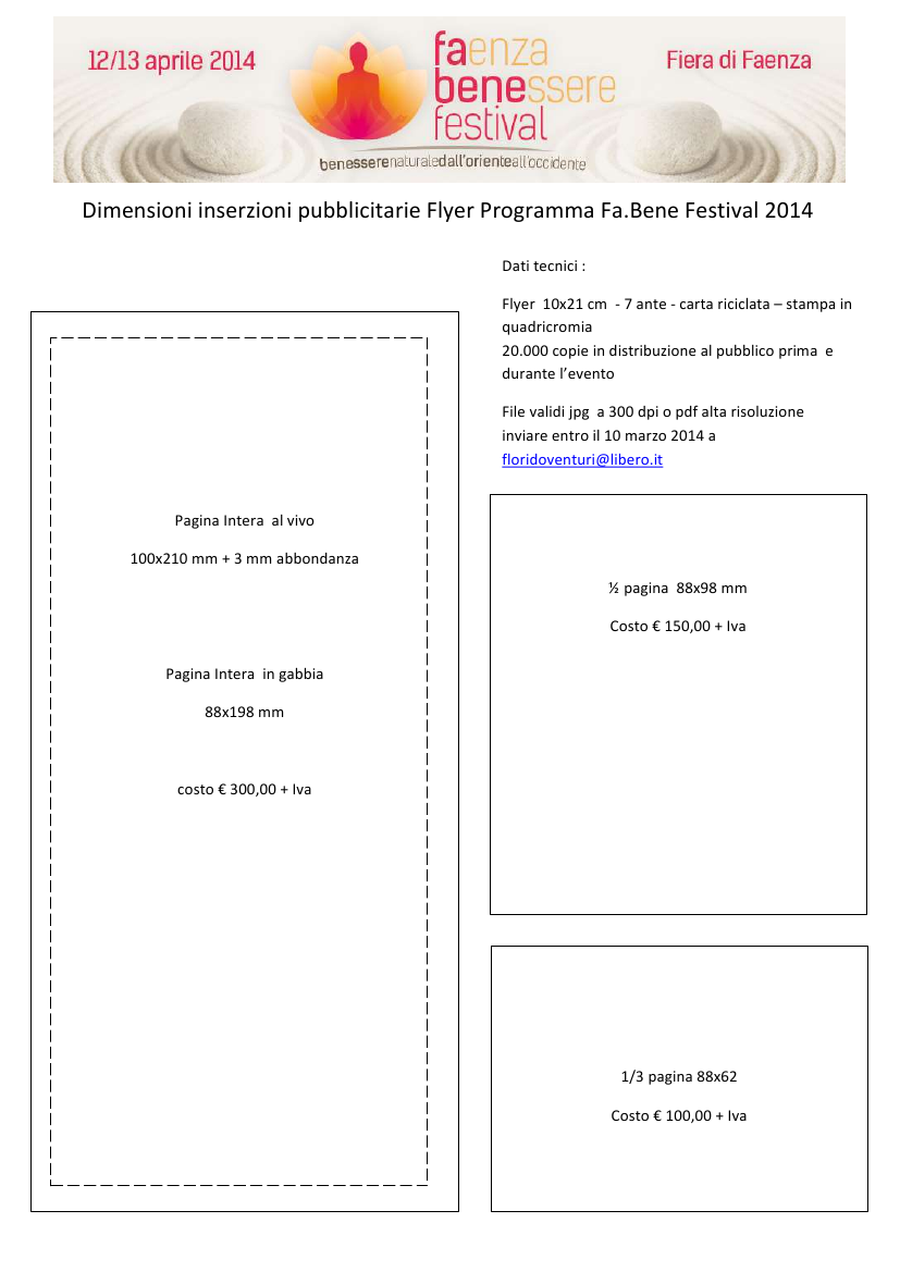 proposta INSERZIONE su pieghevole FA BENE 2014